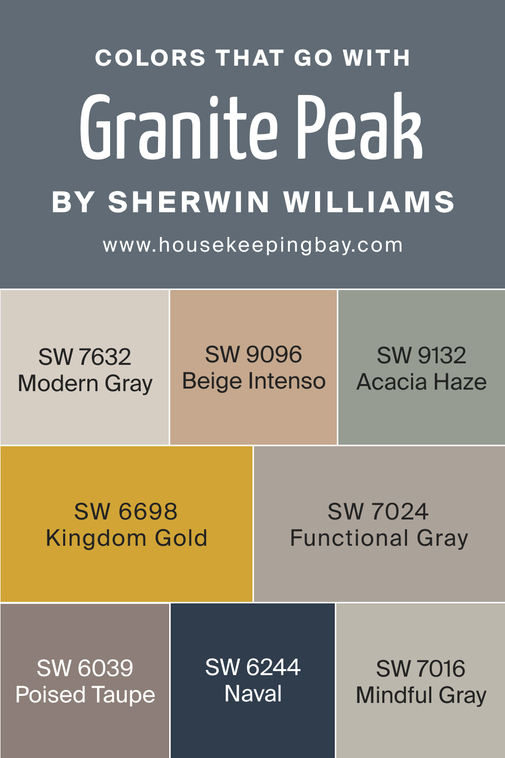 Colors that goes with SW 6250 Granite Peak by Sherwin Williams