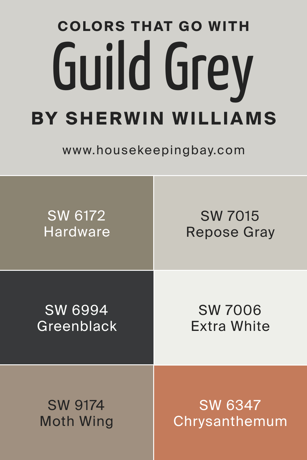 Colors that goes with SW 9561 Guild Grey by Sherwin Williams