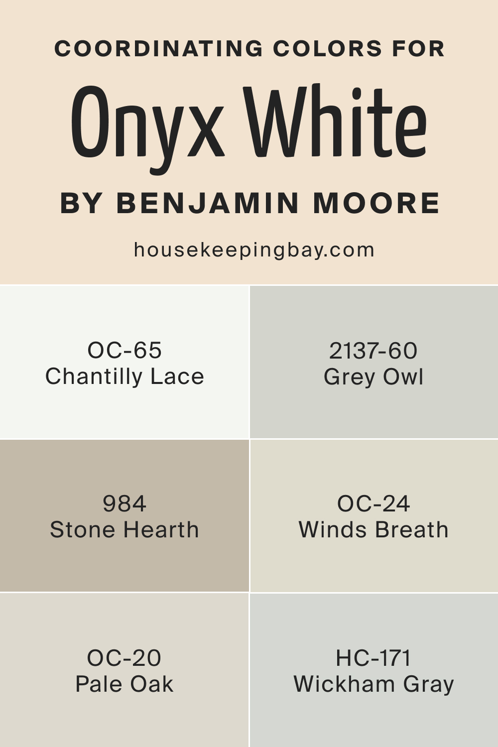 Coordinating Colors for Onyx White OC 74 by Benjamin Moore