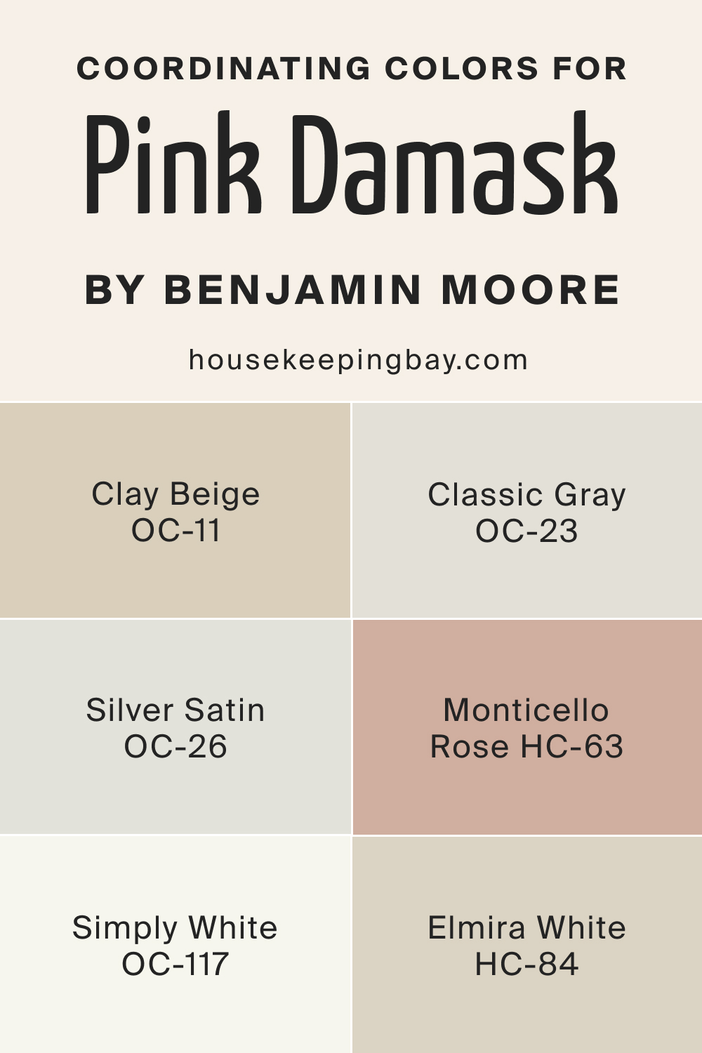 Coordinating Colors for Pink Damask OC 72 by Benjamin Moore