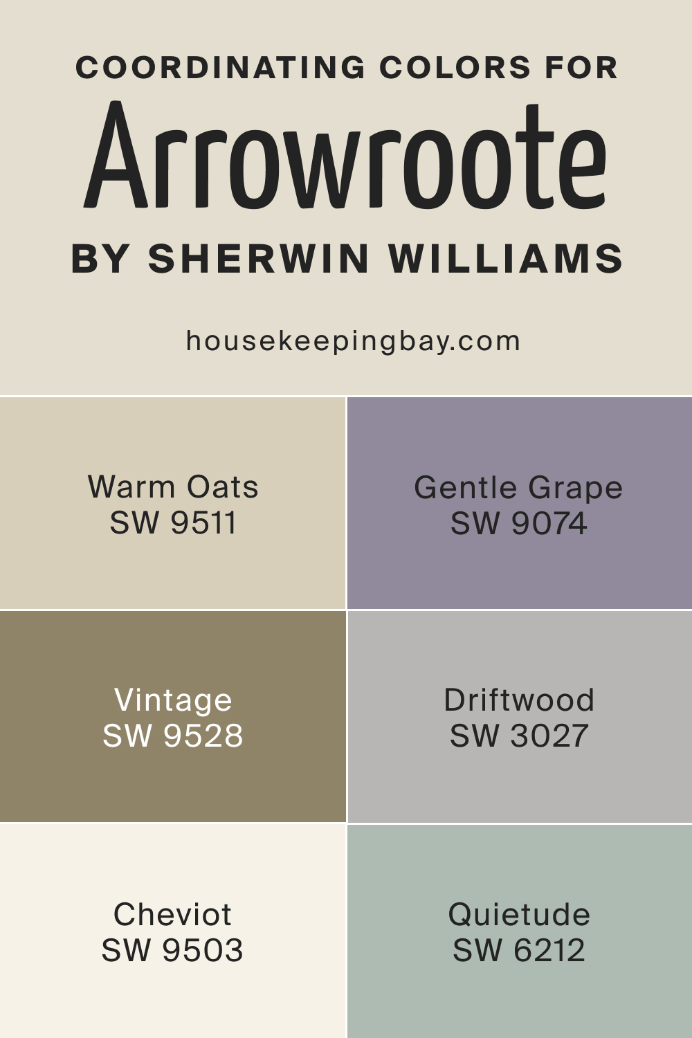Coordinating Colors for SW 9502 Arrowroote by Sherwin Williams