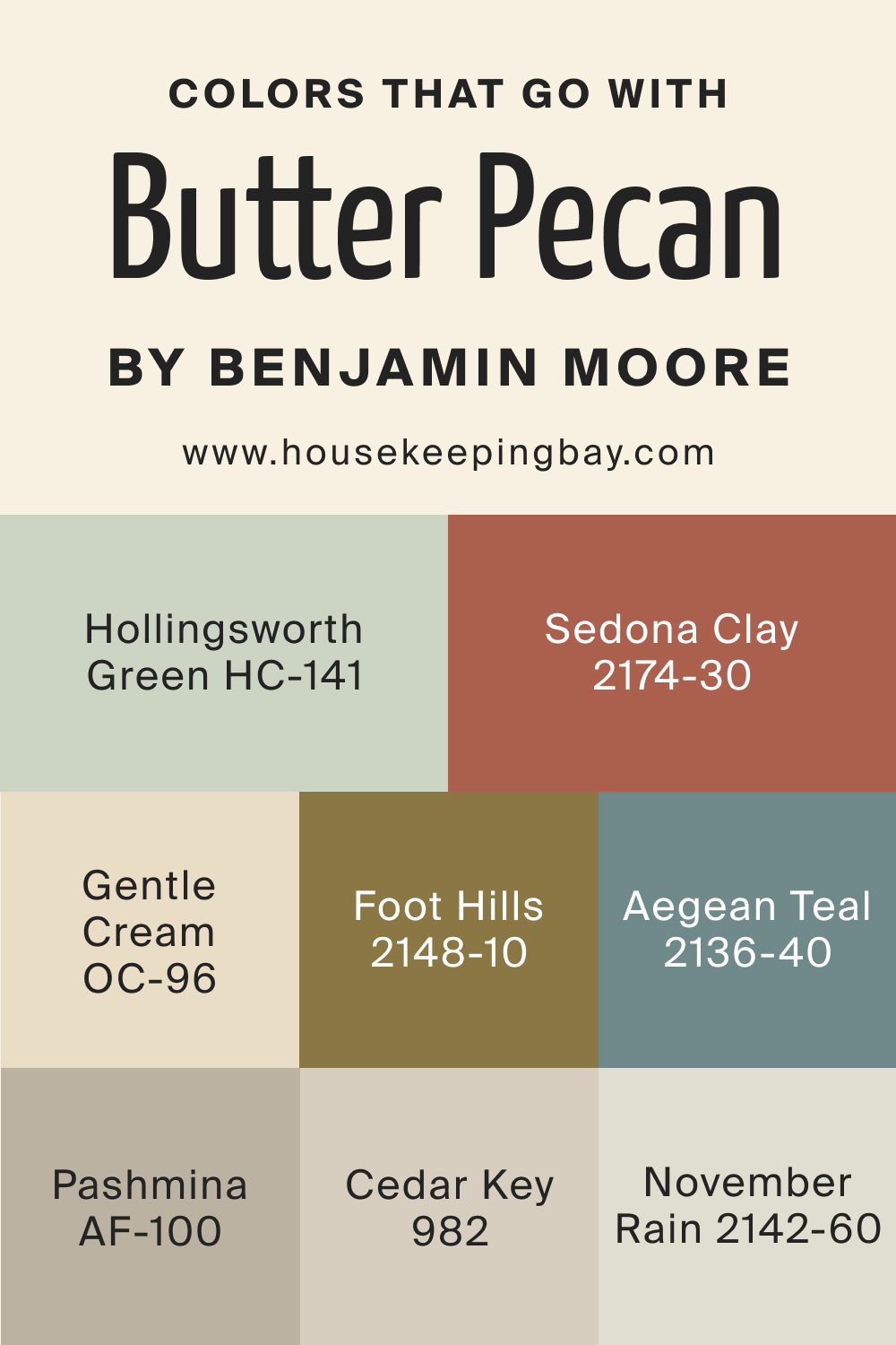 Colors that goes with Butter Pecan OC 89 by Benjamin Moore