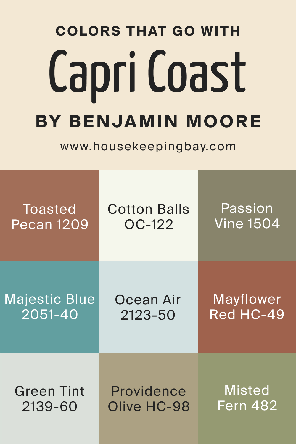 Colors that goes with Capri Coast OC 87 by Benjamin Moore