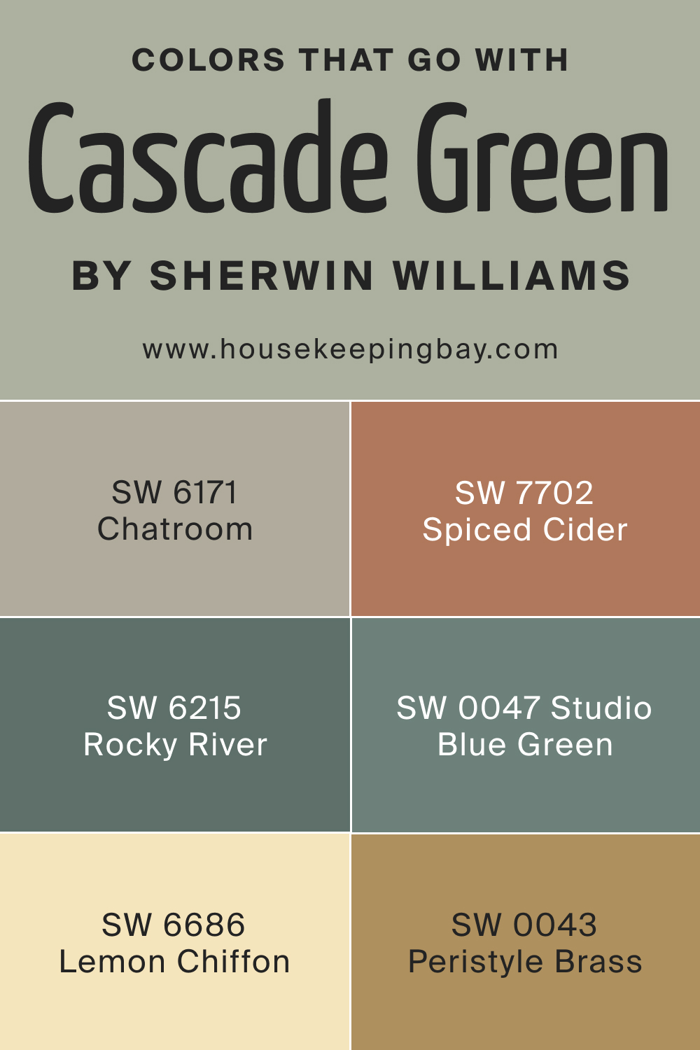 Colors that goes with SW 0066 Cascade Green by Sherwin Williams
