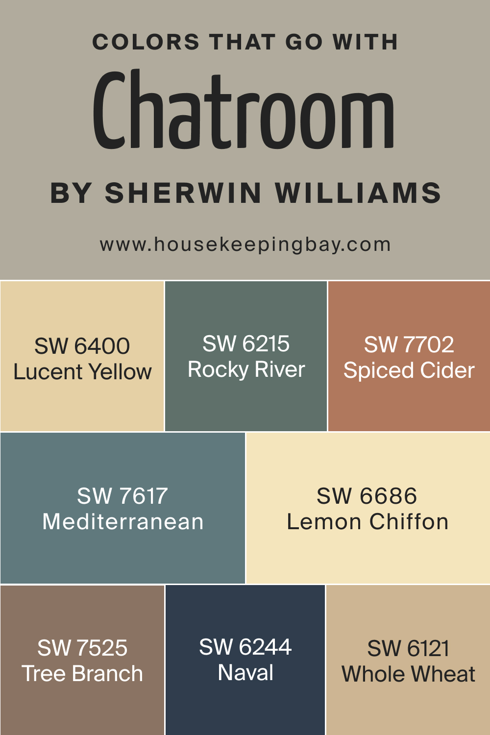 Colors that goes with SW 6171 Chatroom by Sherwin Williams