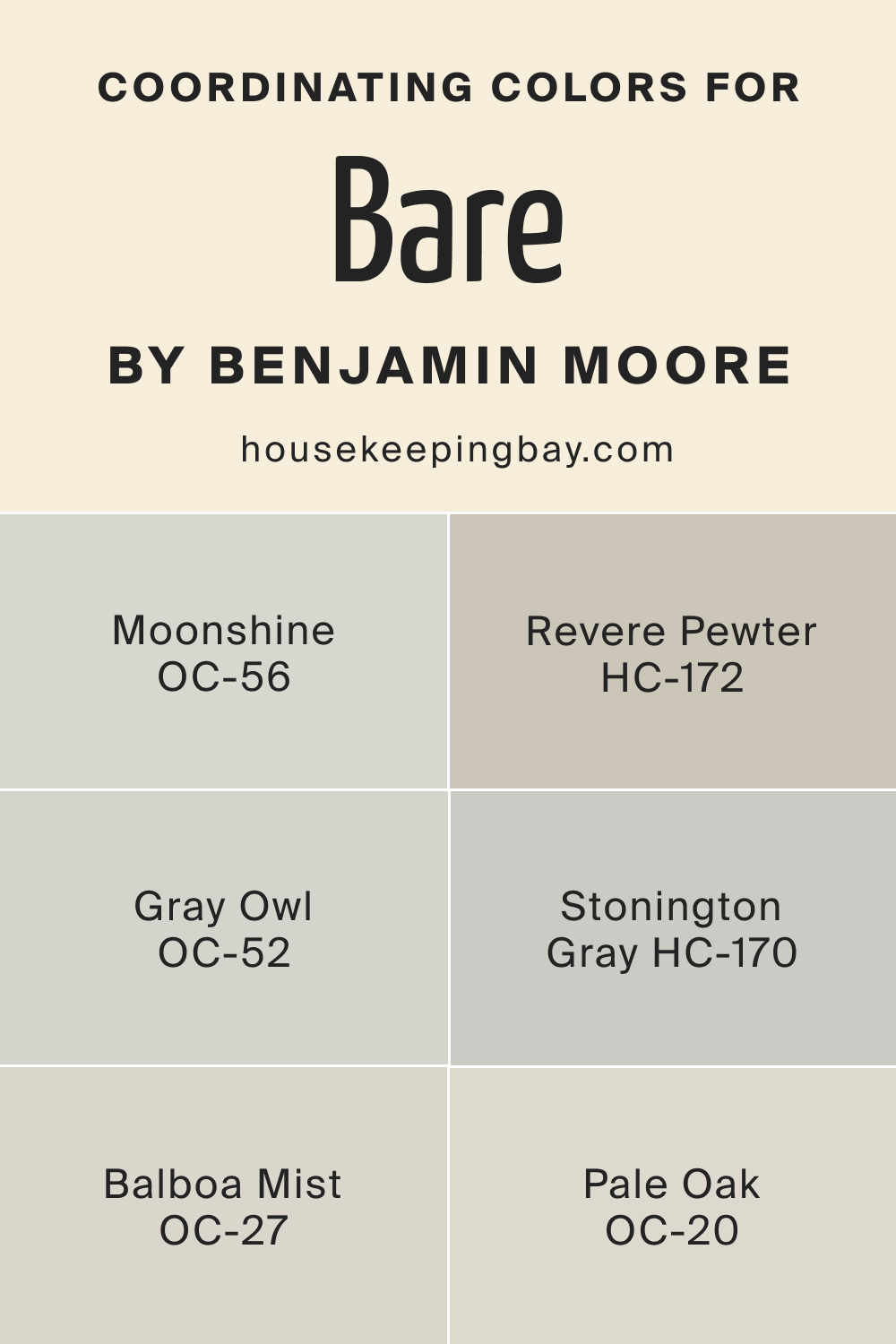 Coordinating Colors for Bare OC 98 by Benjamin Moore