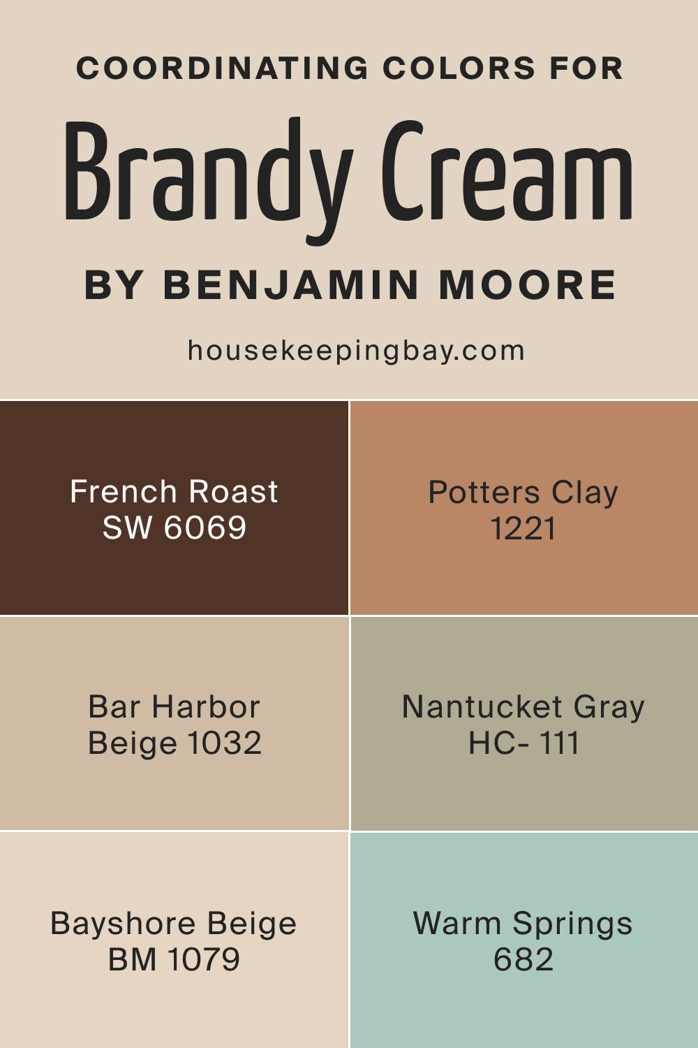 Coordinating Colors for Brandy Cream OC 4 by Benjamin Moore