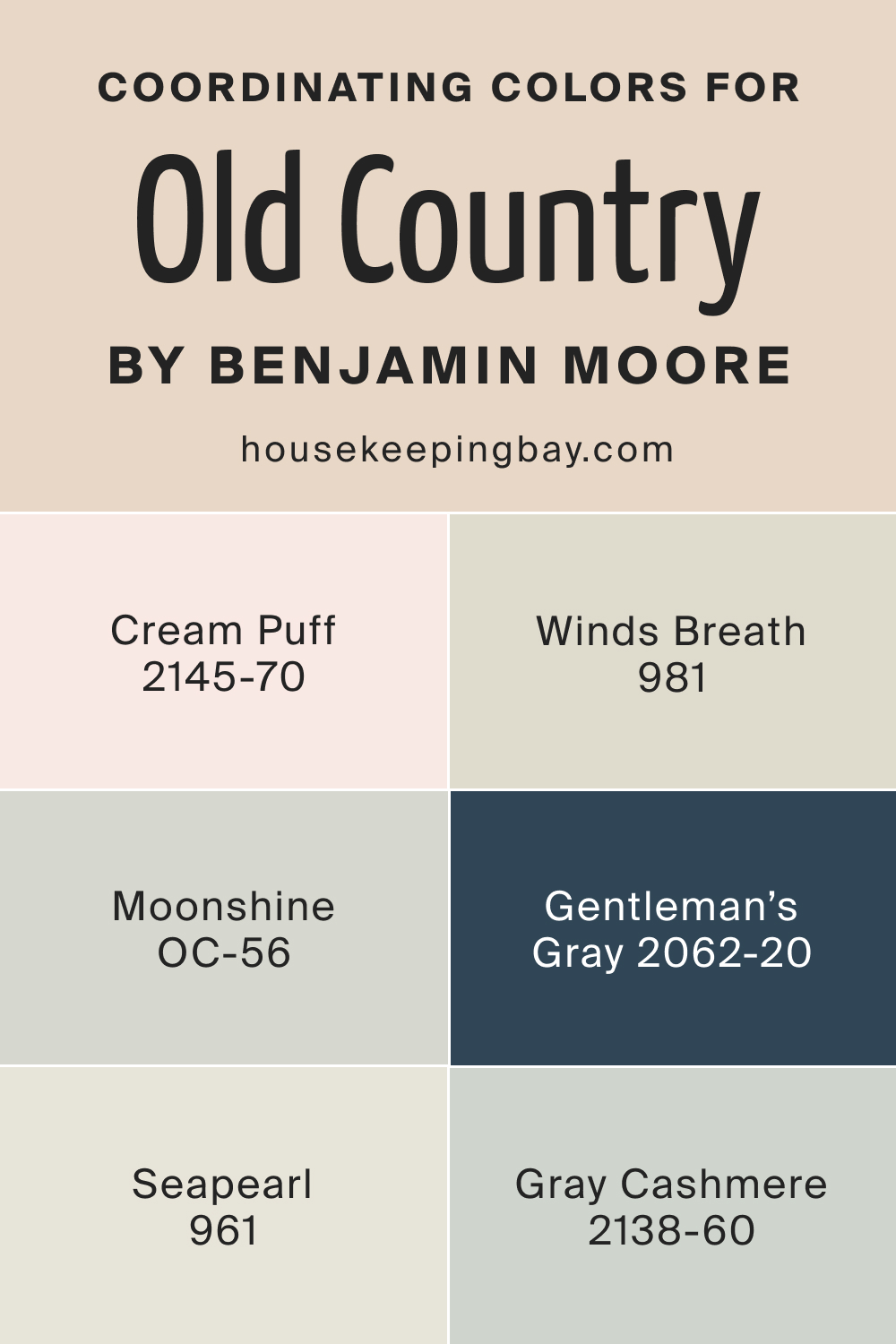 Coordinating Colors for Old Country OC 76 by Benjamin Moore