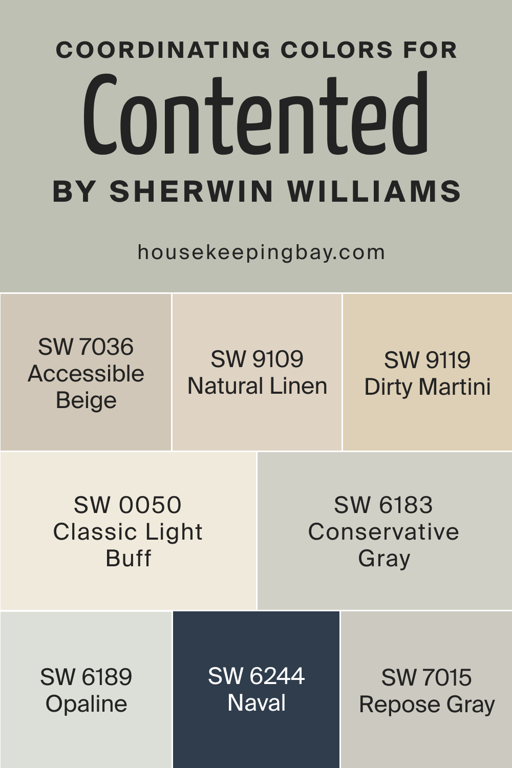 Coordinating Colors for SW 6191 Contented by Sherwin Williams