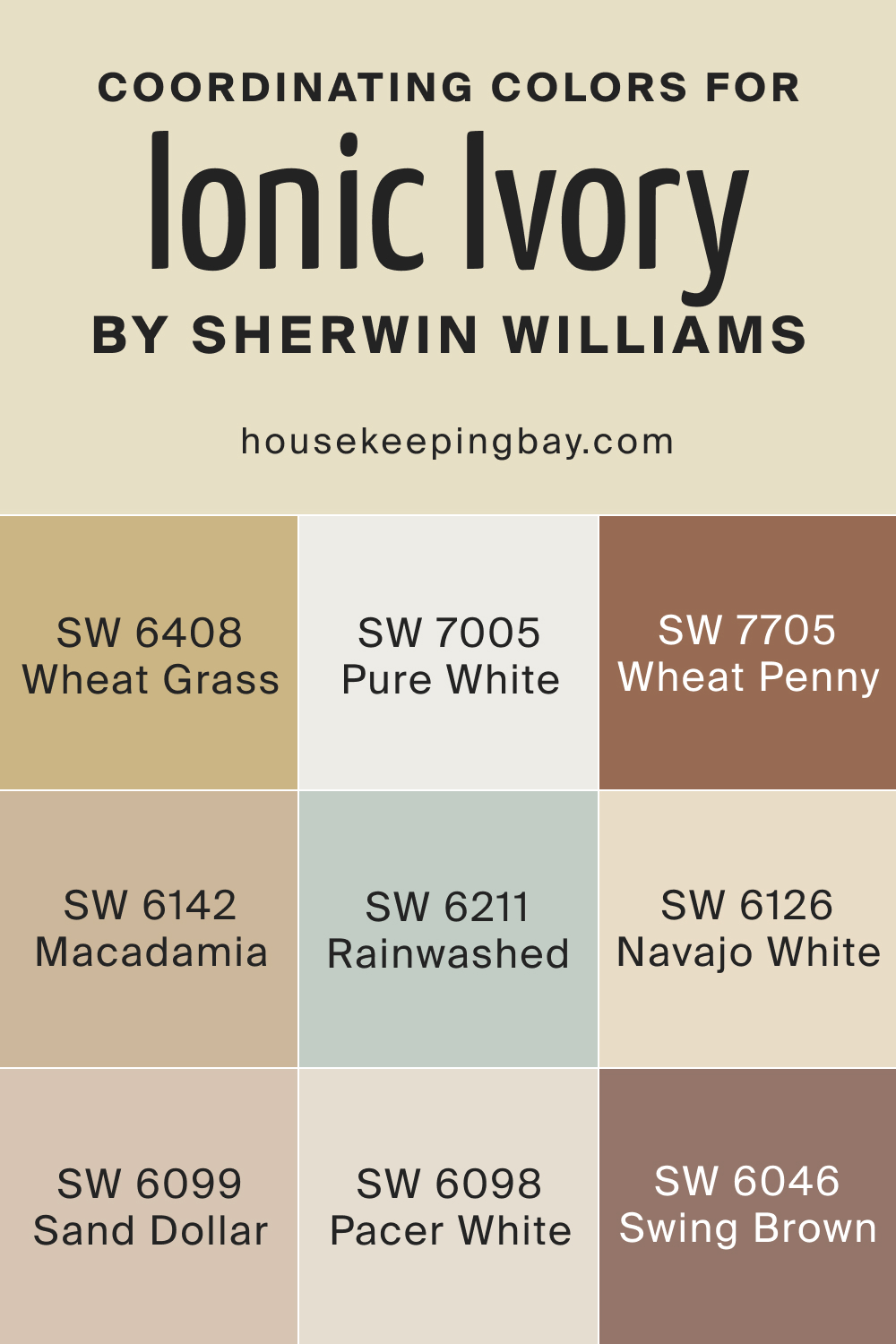 Coordinating Colors for SW 6406 Ionic Ivory by Sherwin Williams