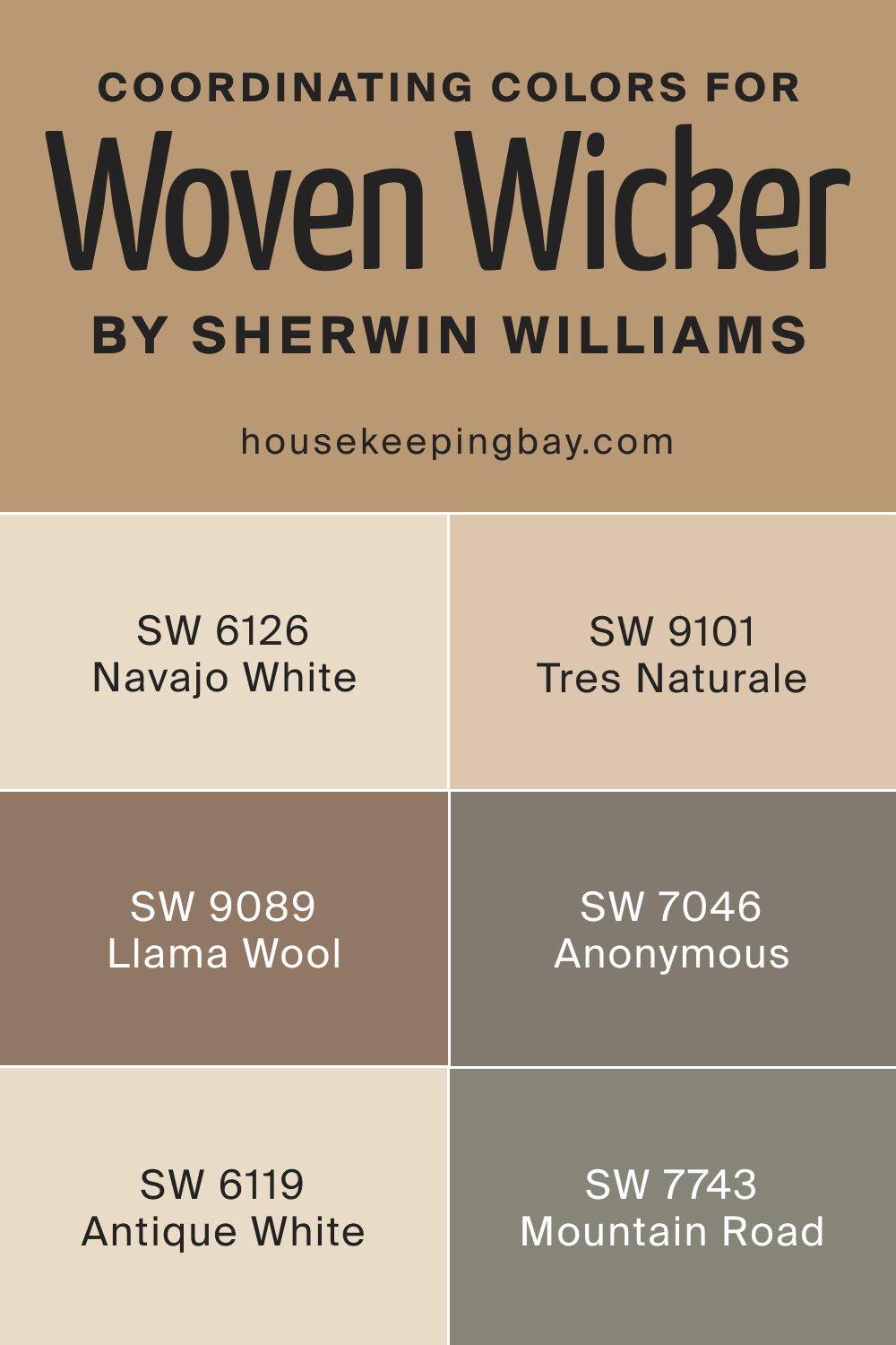 Coordinating Colors for SW 9104 Woven Wicker by Sherwin Williams