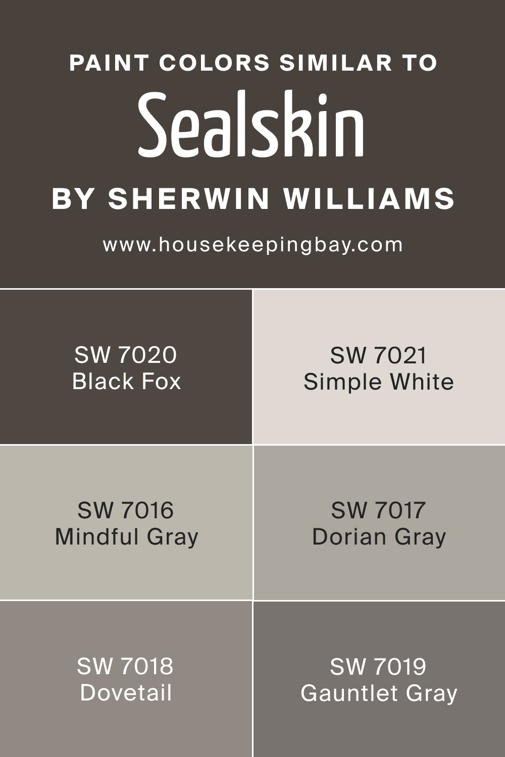 Colors Similar to SW 7675 Sealskin