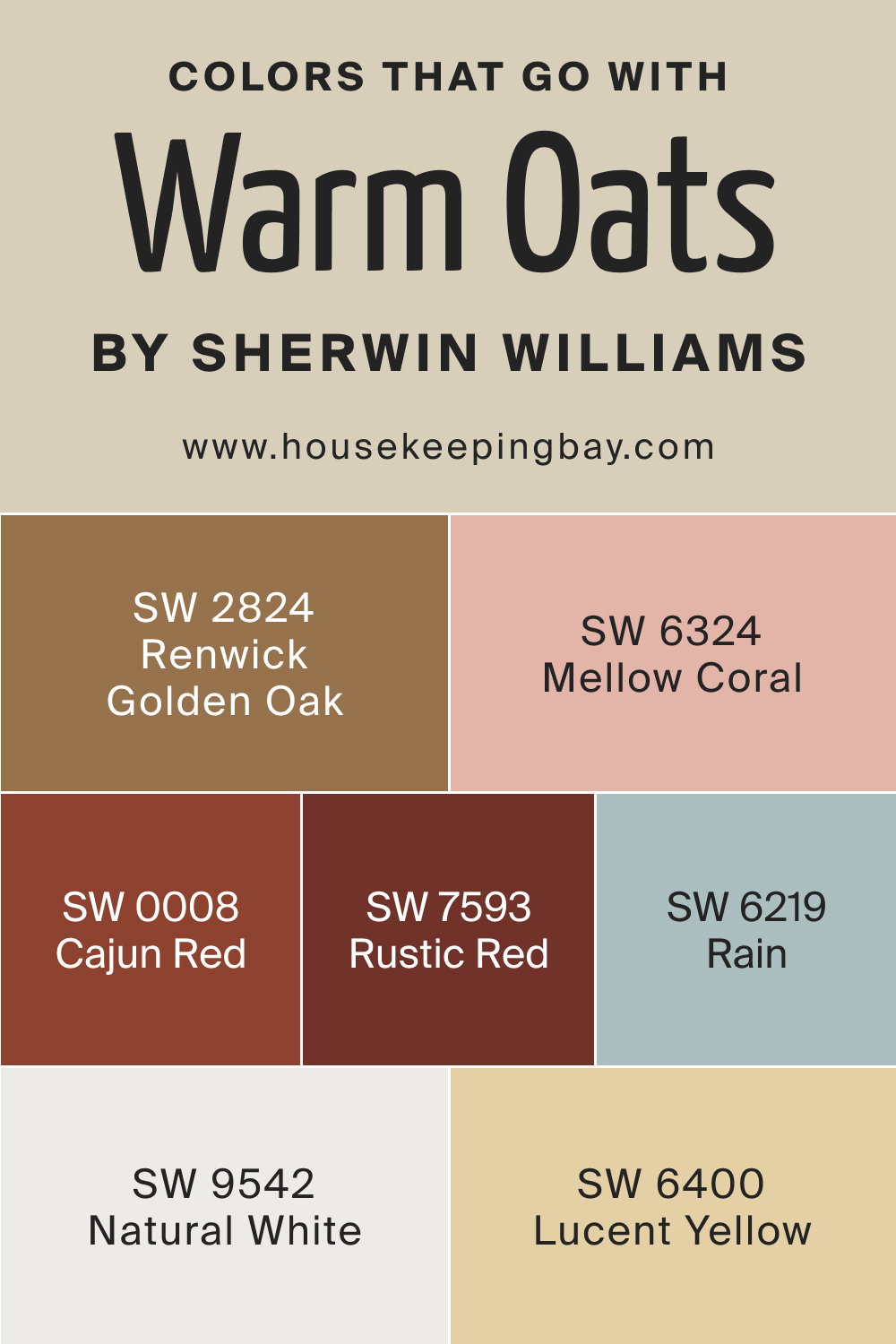 Colors that goes with SW 9511 Warm Oats by Sherwin Williams