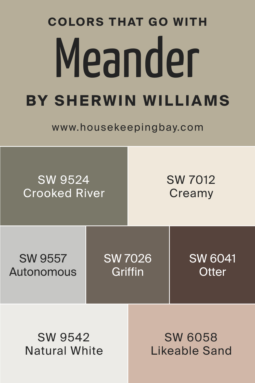 Colors that goes with SW 9522 Meander by Sherwin Williams