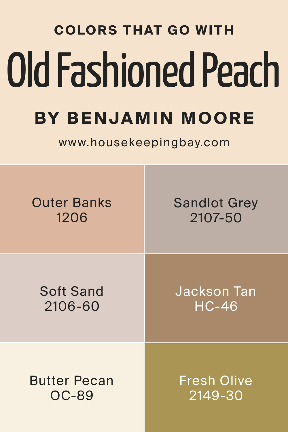 Colors that goes with Old Fashioned Peach OC 79 by Benjamin Moore
