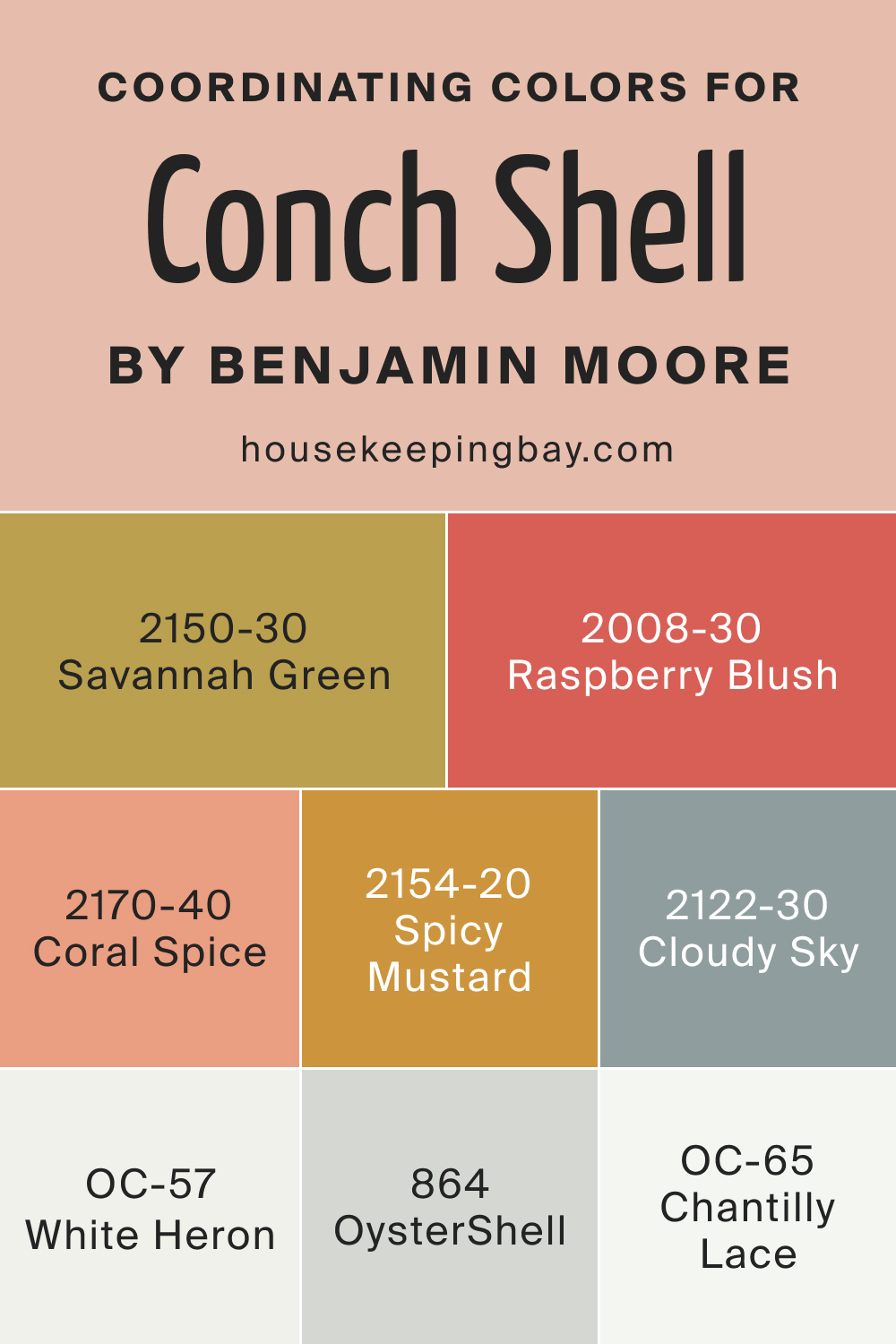 Coordinating Colors for Conch Shell 052 by Benjamin Moore