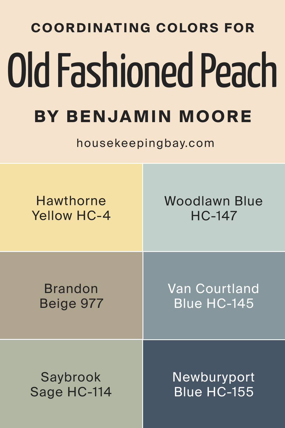 Coordinating Colors for Old Fashioned Peach OC 79 by Benjamin Moore