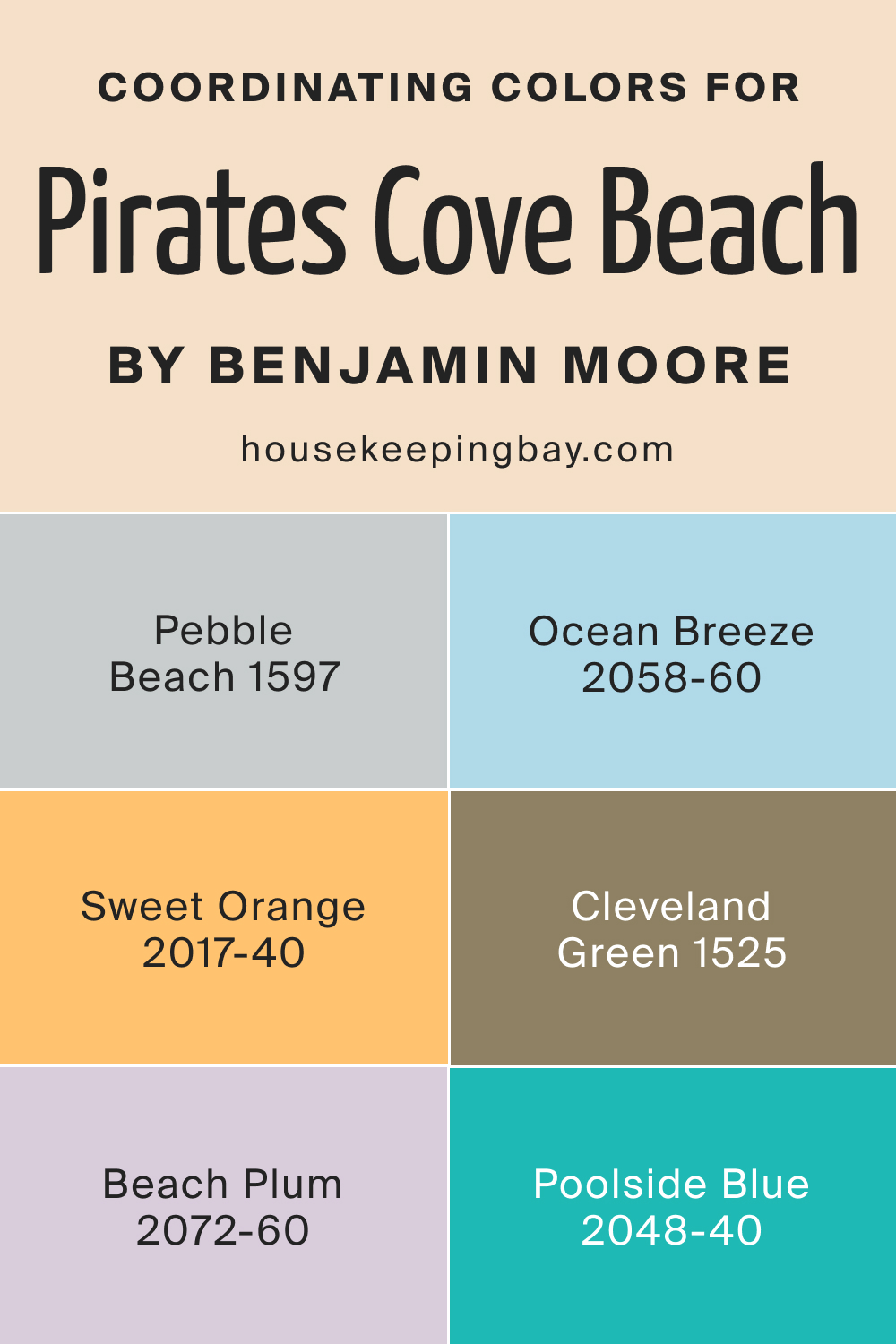 Coordinating Colors for Pirates Cove Beach OC 80 by Benjamin Moore