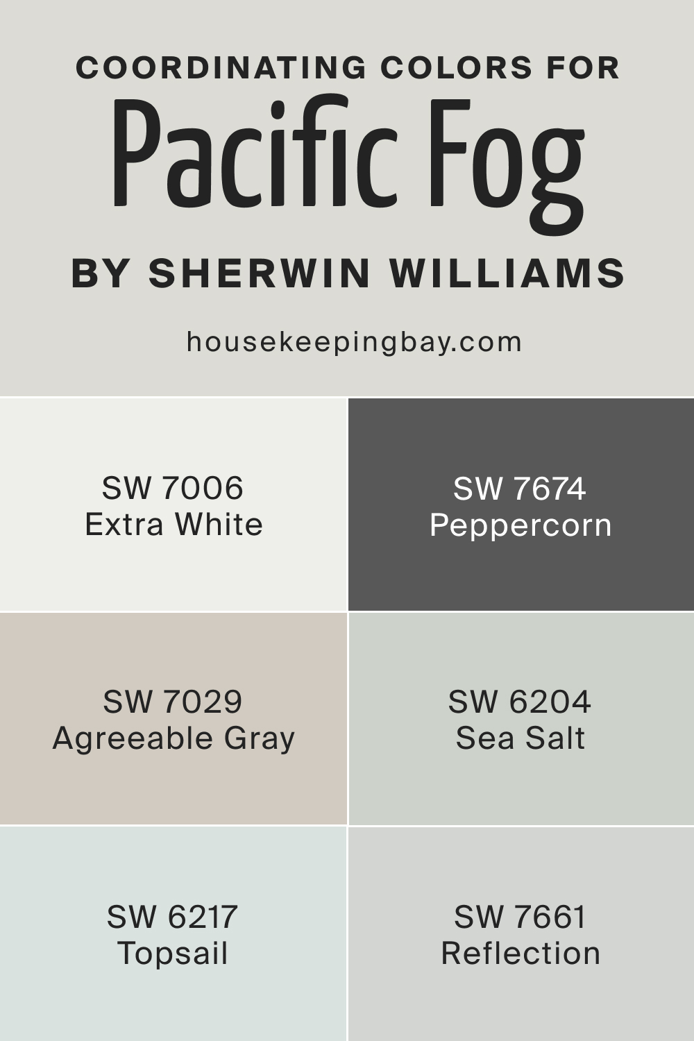 Coordinating Colors for SW 9627 Pacific Fog by Sherwin Williams