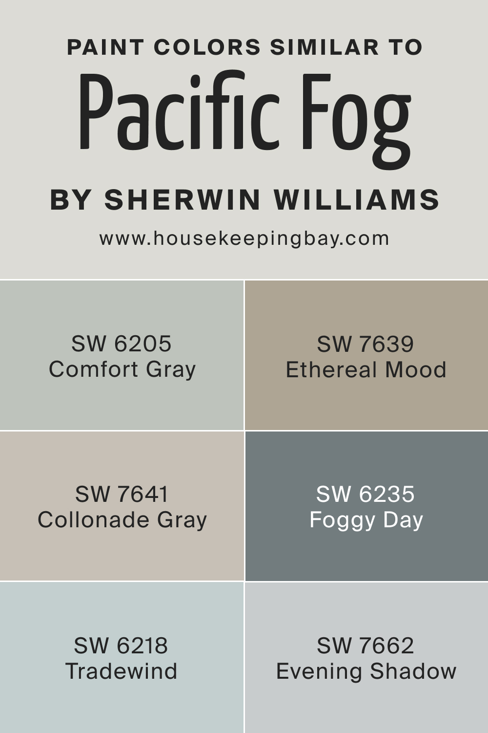 Paint Color Similar to SW 9627 Pacific Fog by Sherwin Williams