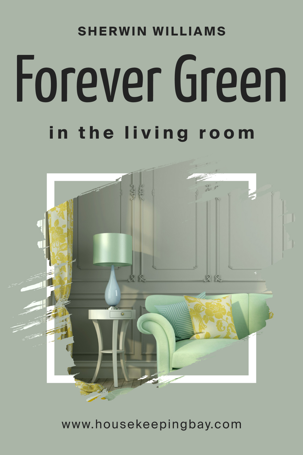Sherwin Williams. SW 9653 Forever Green In the Living Room