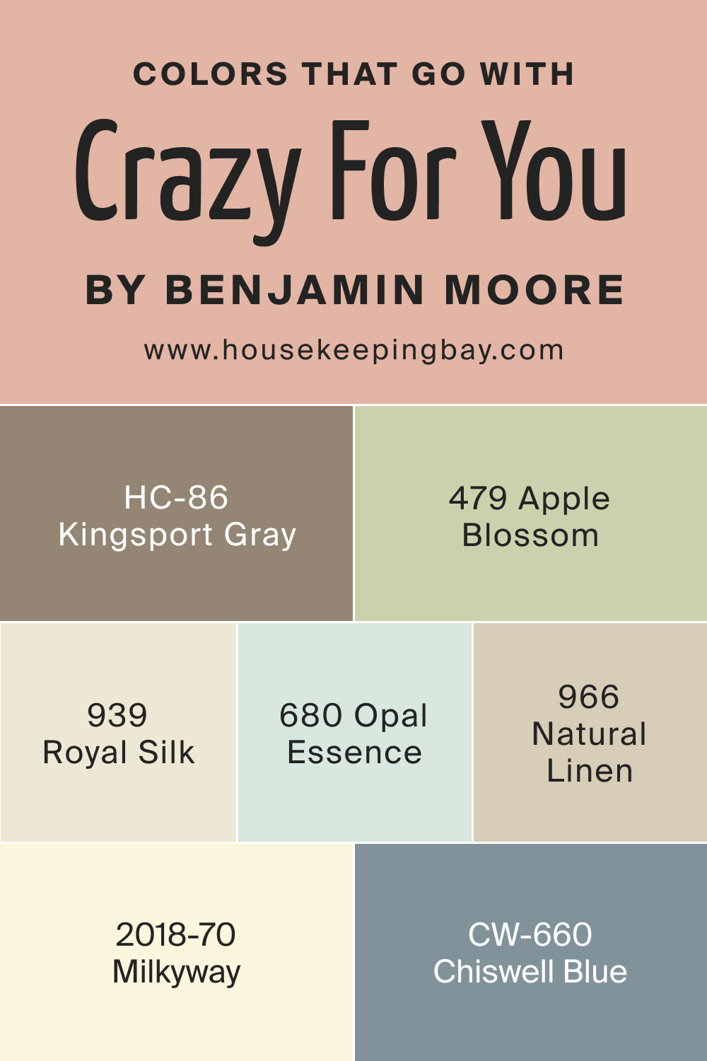 Colors that go with BM Crazy For You 053 by Benjamin Moore