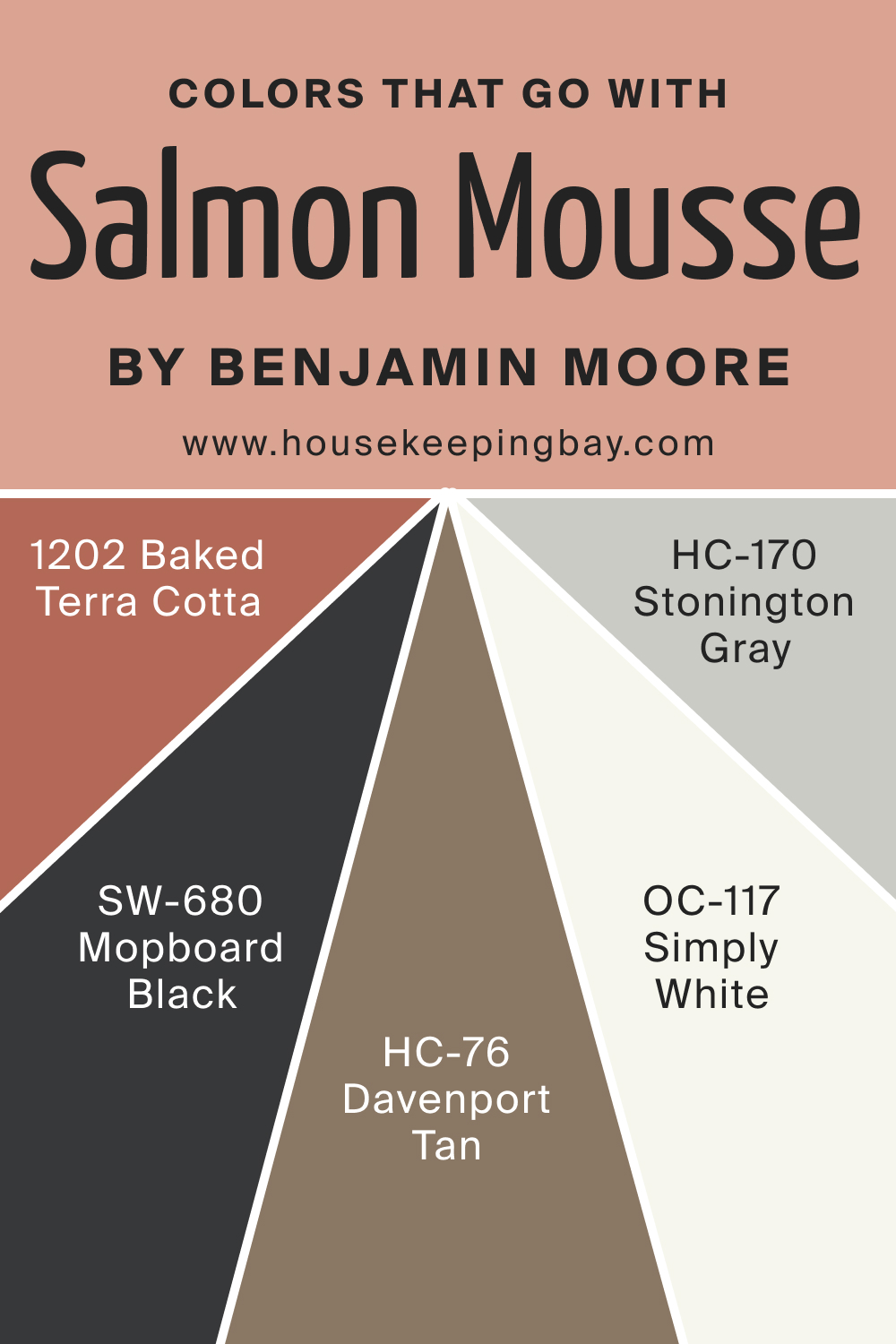 Colors that go with BM Salmon Mousse 046 by Benjamin Moore