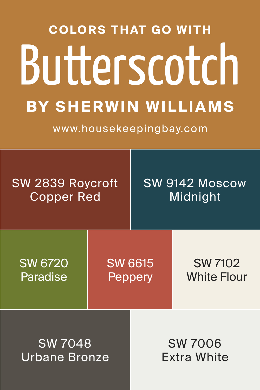 Colors that go with SW 6377 Butterscotch by Sherwin Williams