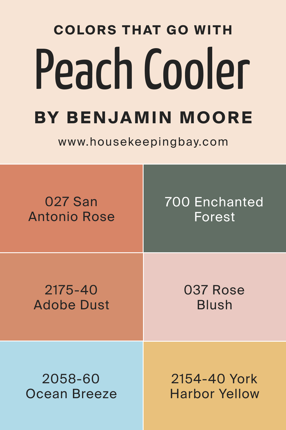 Colors that goes with Peach Cooler 022 by Benjamin Moore
