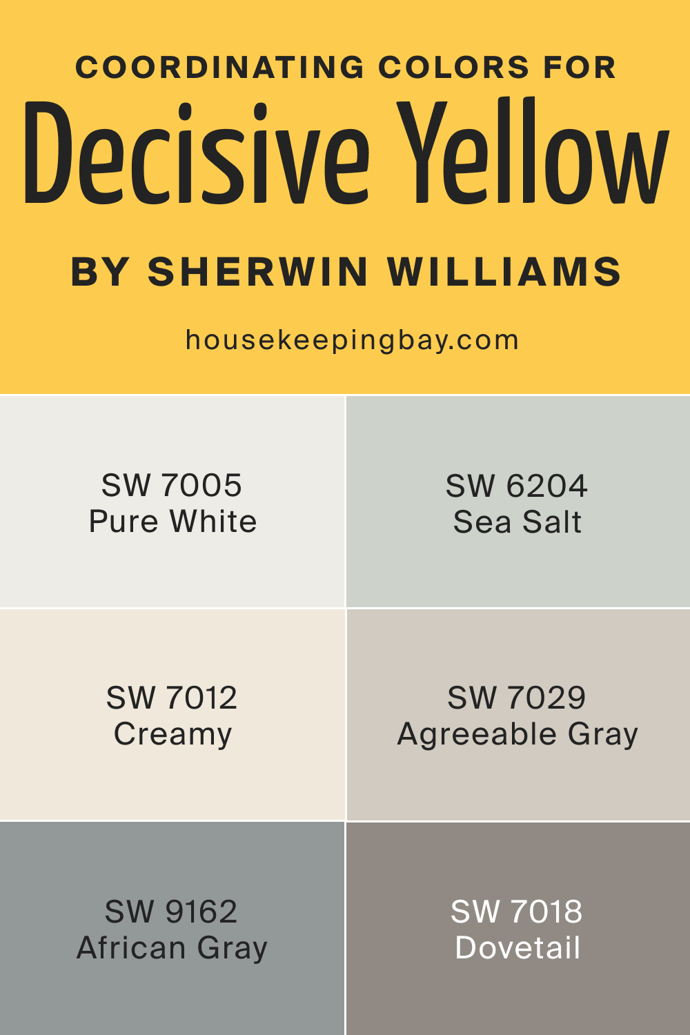 Coordinating Colors for Decisive Yellow SW 6902 by Sherwin Williams