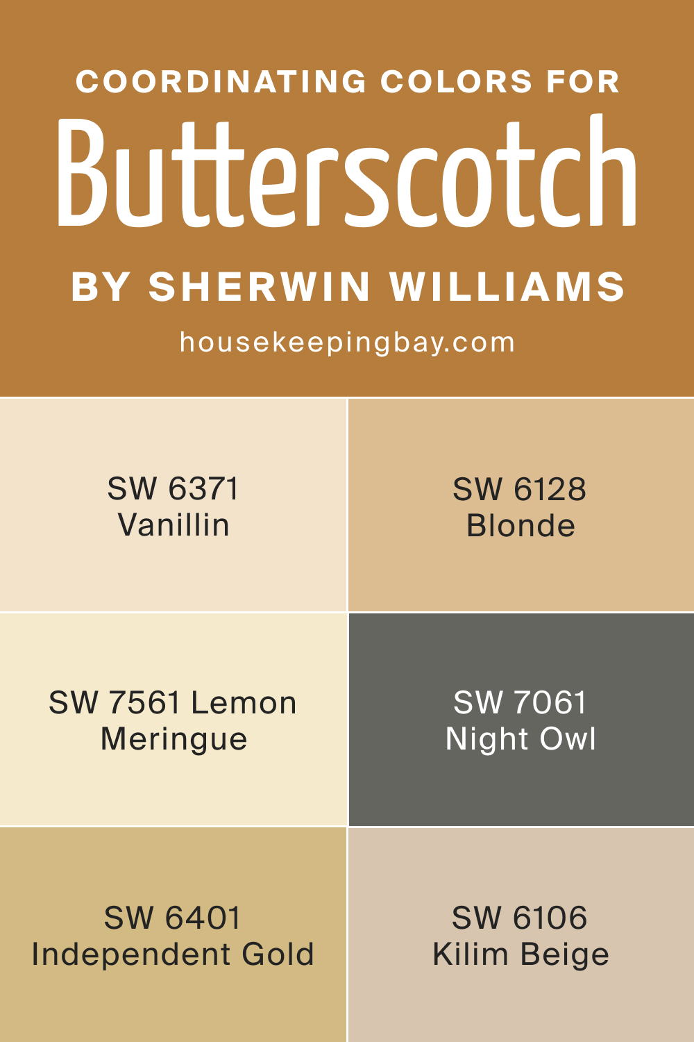 Coordinating Colors for SW 6377 Butterscotch by Sherwin Williams
