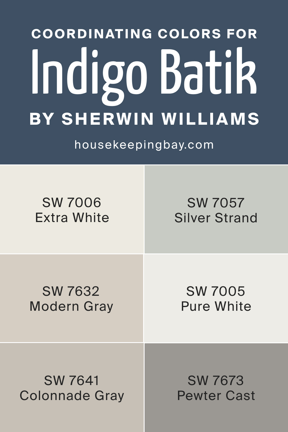 Coordinating Colors for SW 7602 Indigo Batik by Sherwin Williams