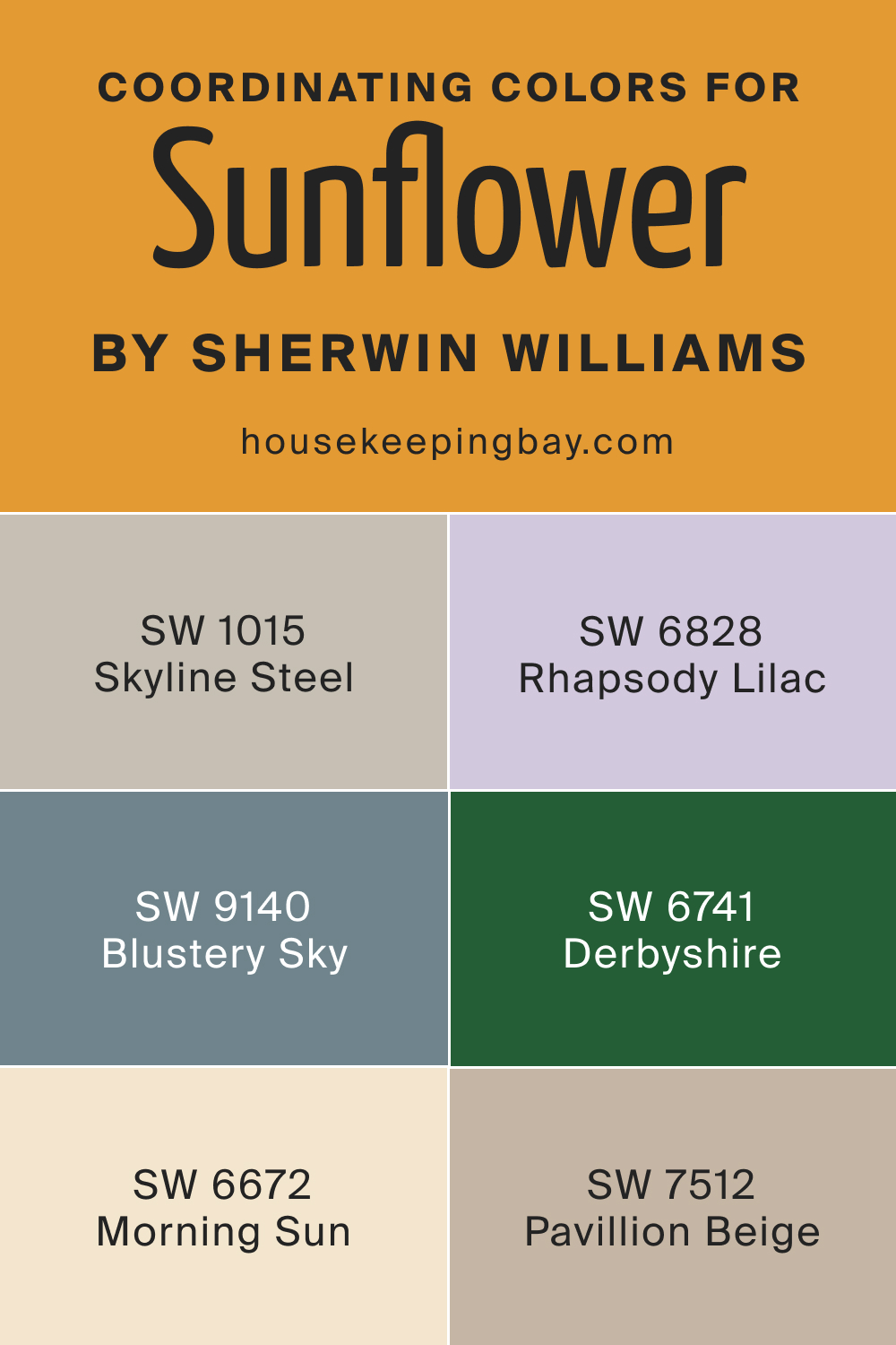 Coordinating Colors for Sunflower SW 6678 by Sherwin Williams