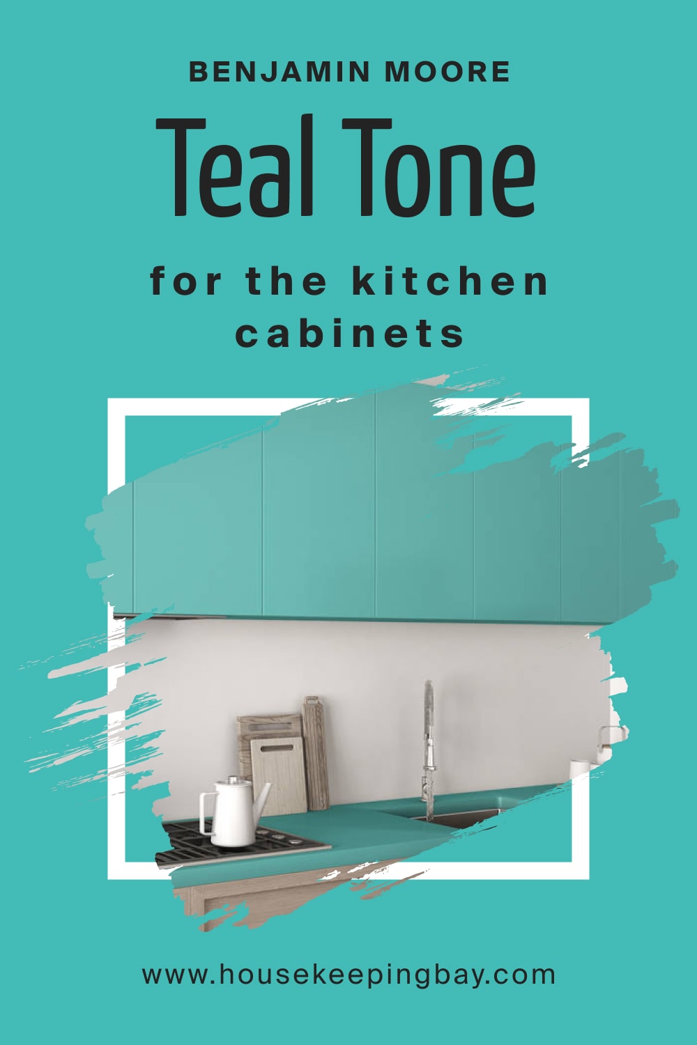 Benjamin Moore. BM Teal Tone 663 for the Kitchen Cabinets