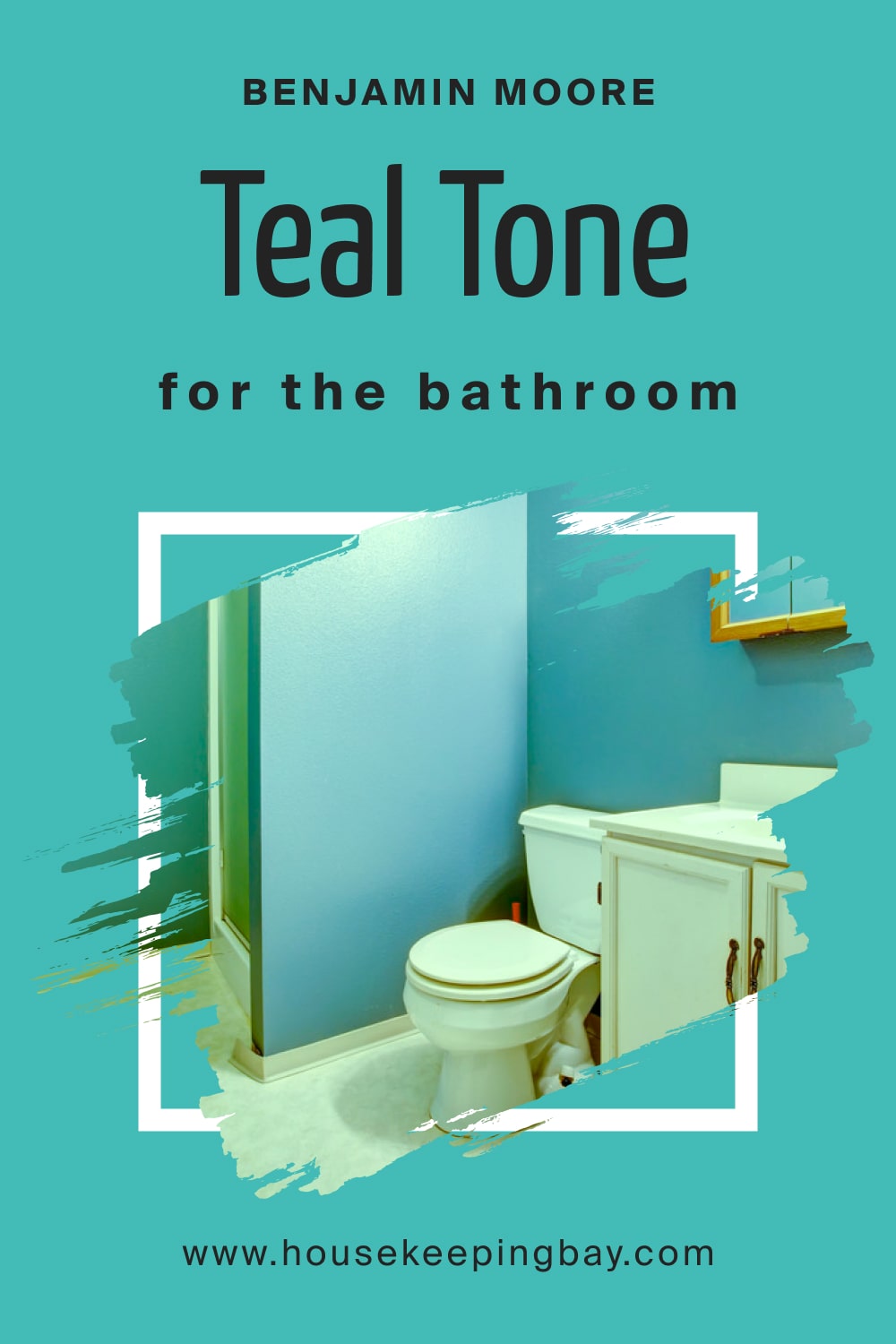 Benjamin Moore. BM Teal Tone 663 in the Bathroom