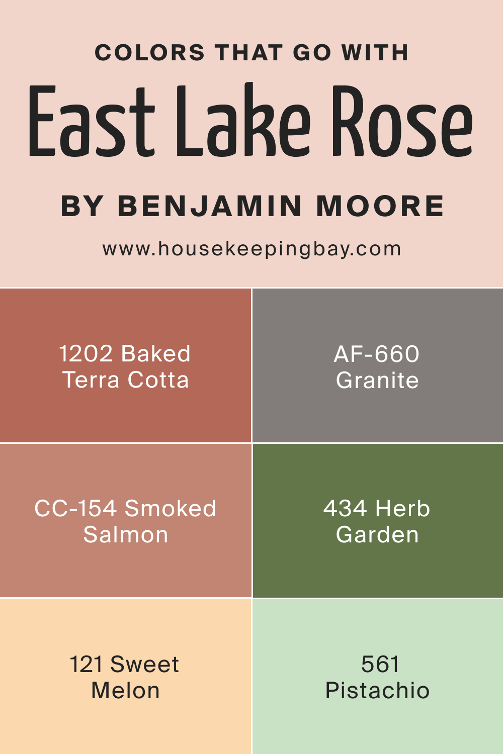 Colors that go with BM East Lake Rose 043 by Benjamin Moore