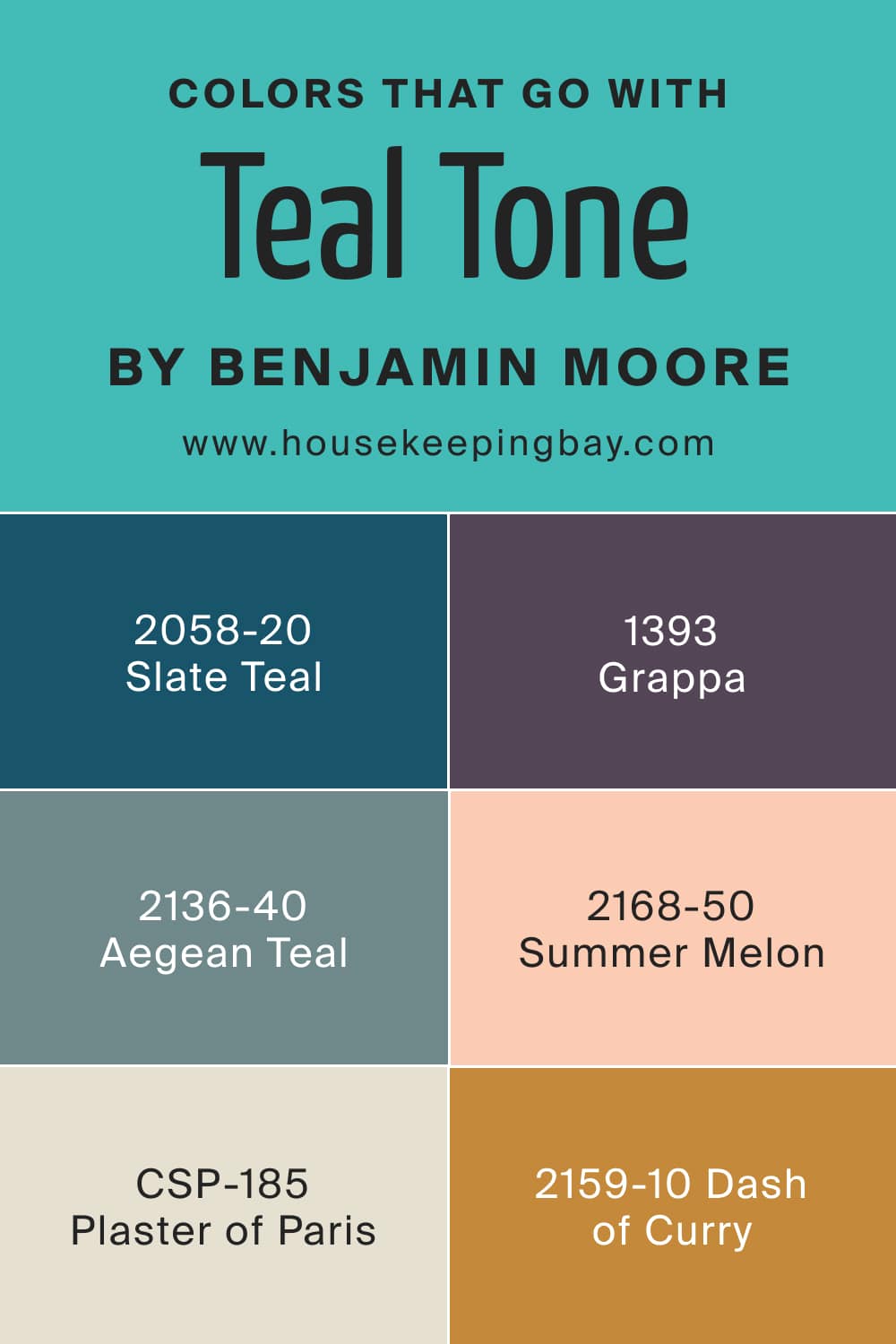Colors that go with BM Teal Tone 663 by Benjamin Moore
