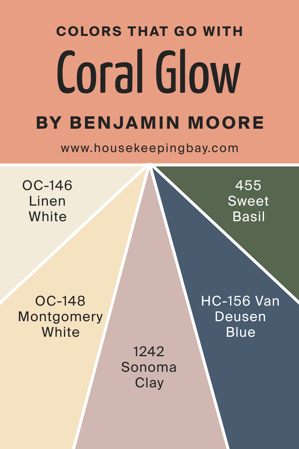 Colors that goes with Coral Glow 026 by Benjamin Moore