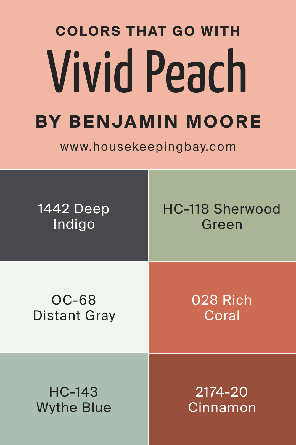 Colors that goes with Vivid Peach 025 by Benjamin Moore