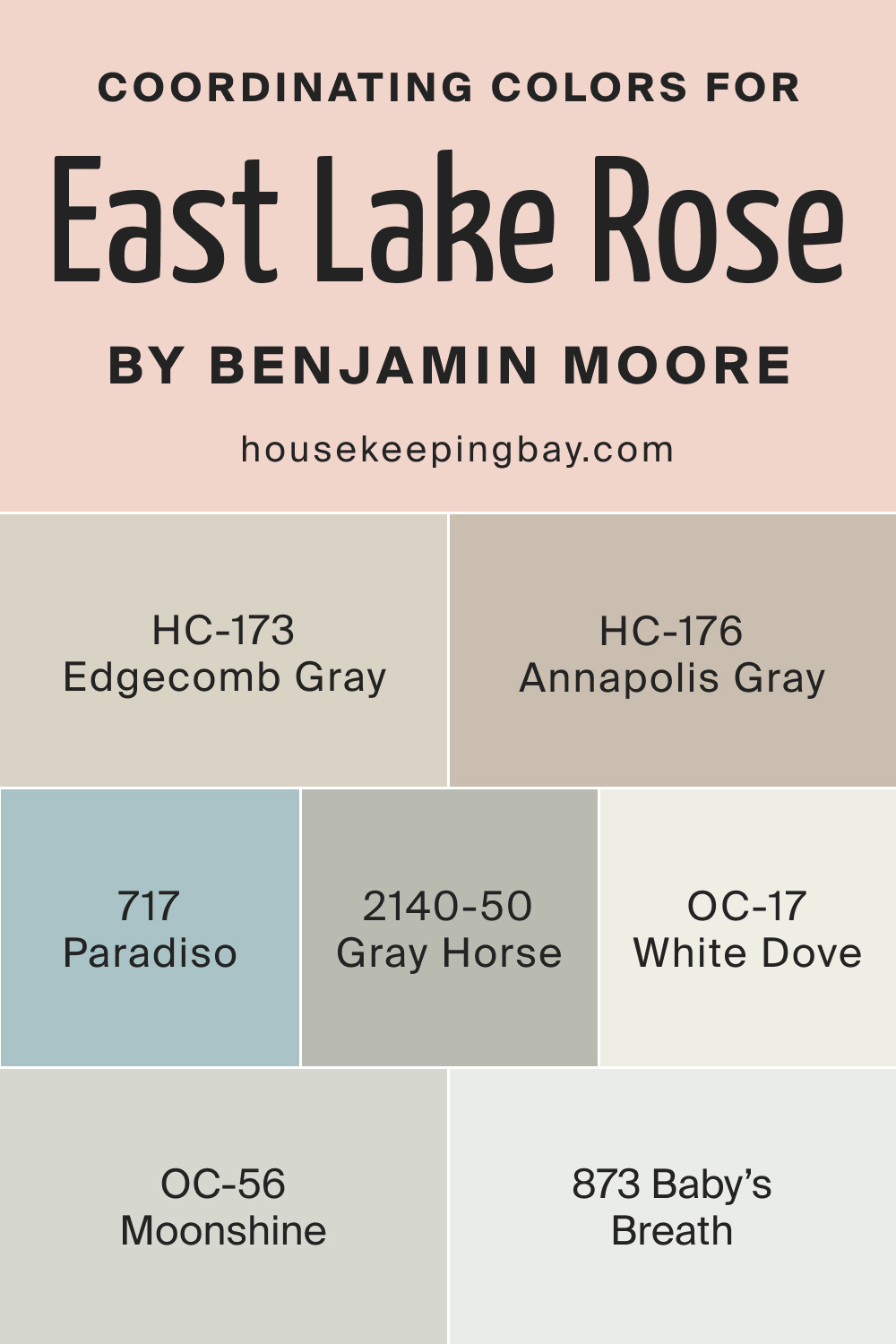 Coordinating Colors for BM East Lake Rose 043 by Benjamin Moore