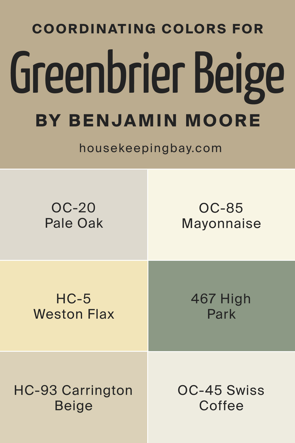 Coordinating Colors of BM Greenbrier Beige HC-79