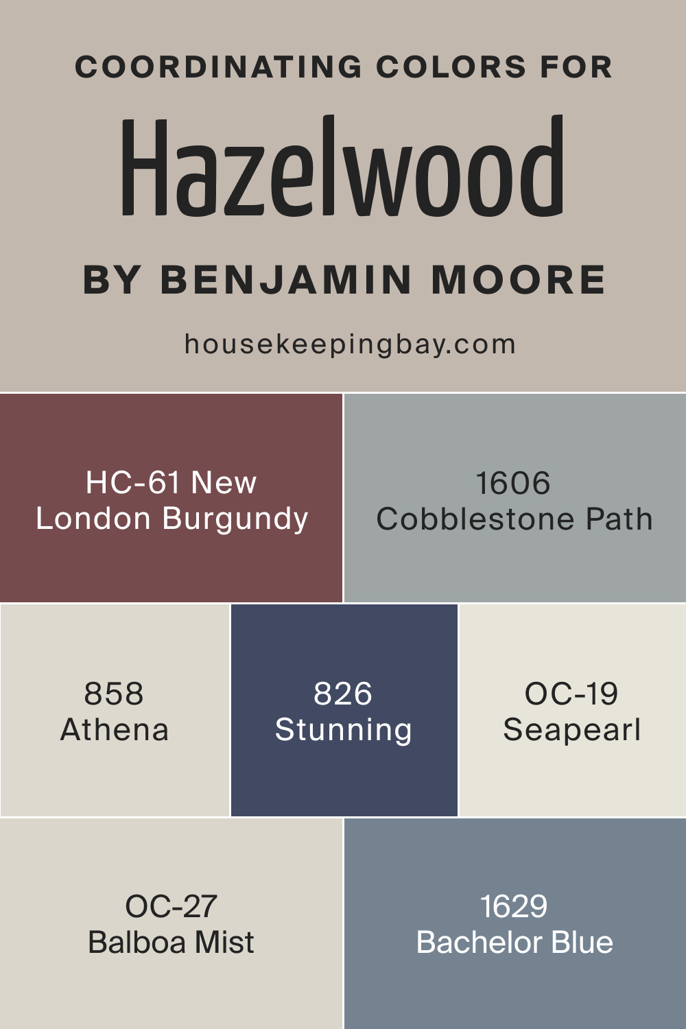 Coordinating Colors for BM Hazelwood 1005 by Benjamin Moore