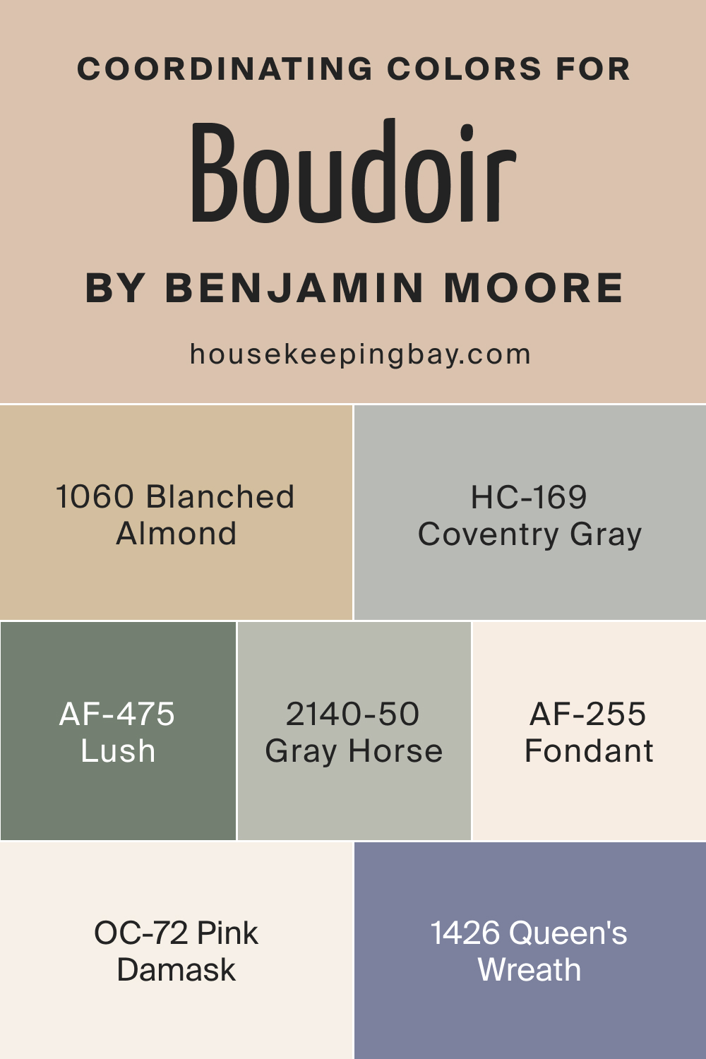 Coordinating Colors for Boudoir AF 190 by Benjamin Moore
