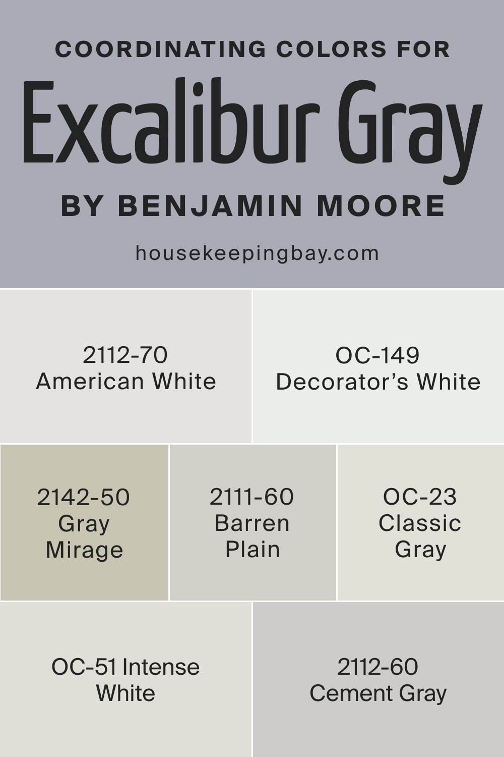 Coordinating Colors of BM Excalibur Gray 2118-50