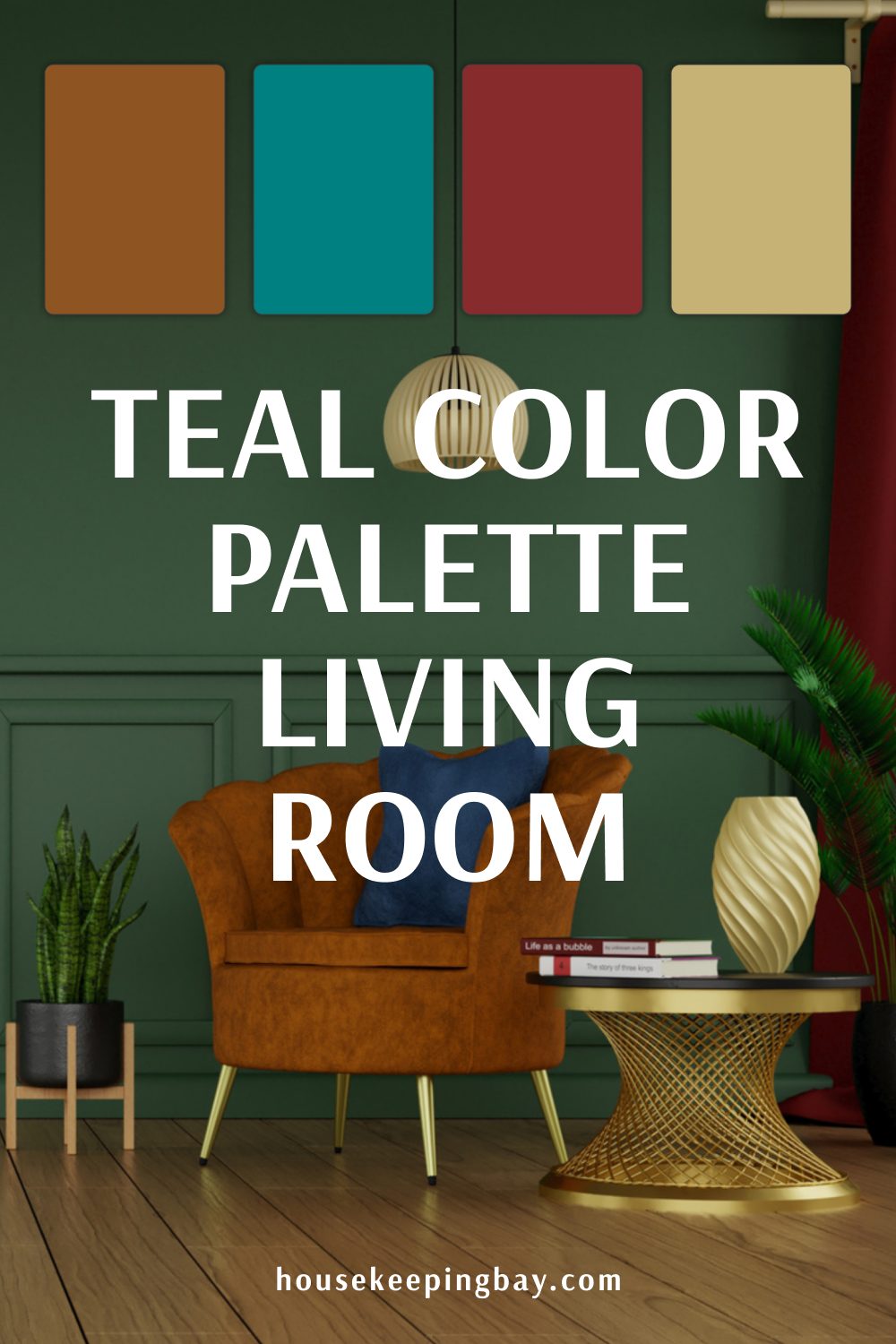 Teal color palette living room