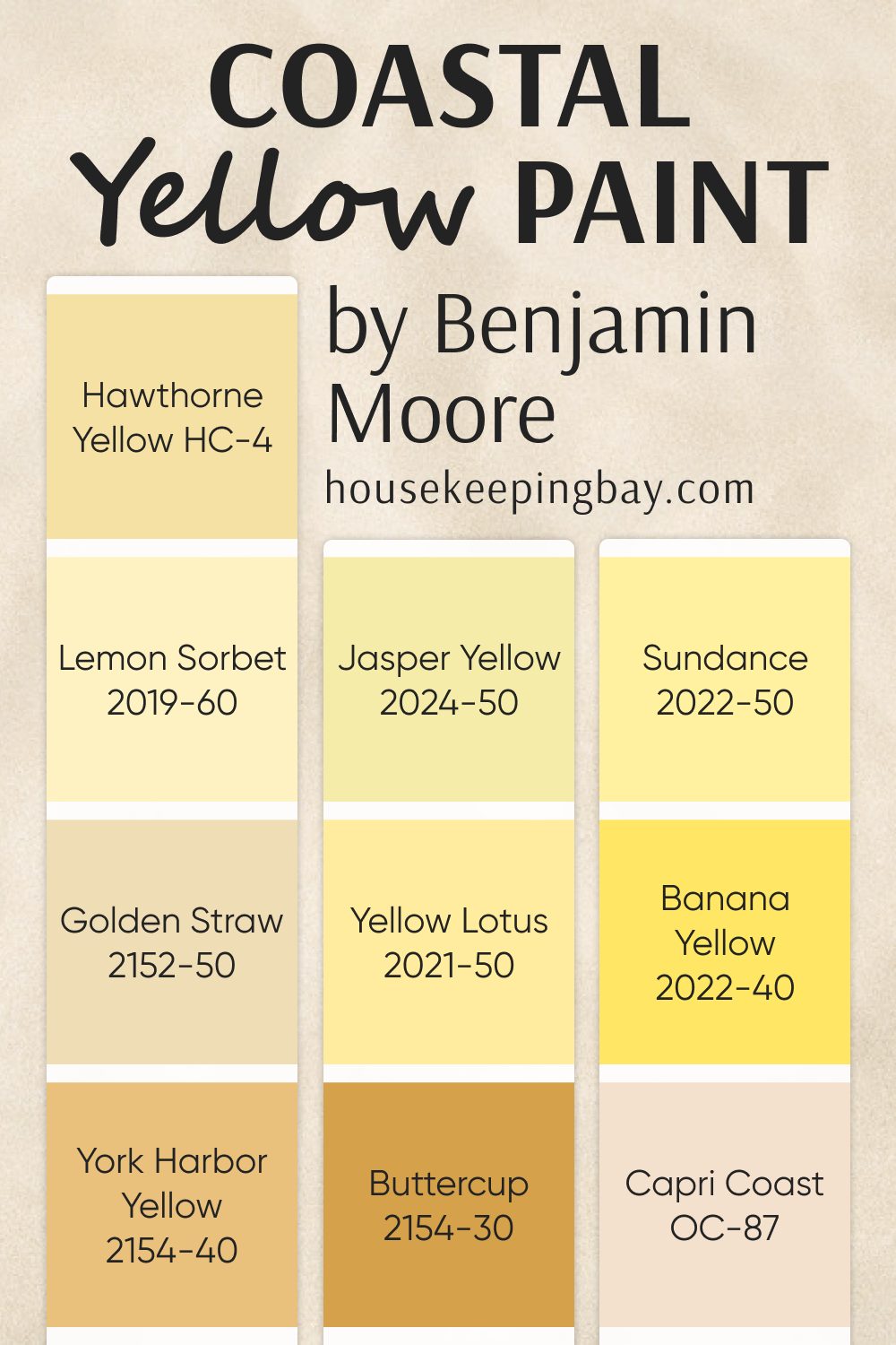 Coastal Yellow Paint Colors – Color Palette 