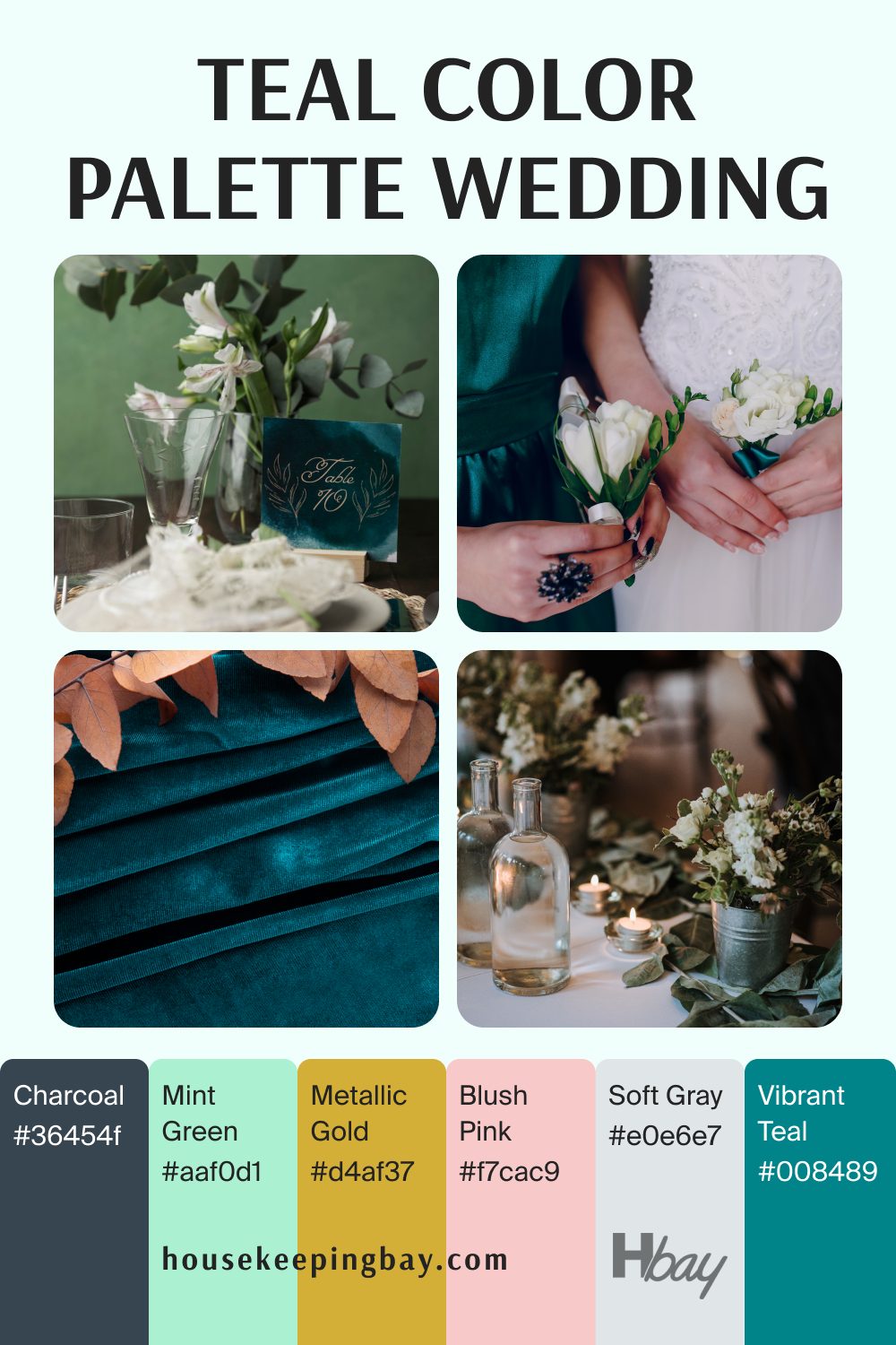 Teal color palette wedding