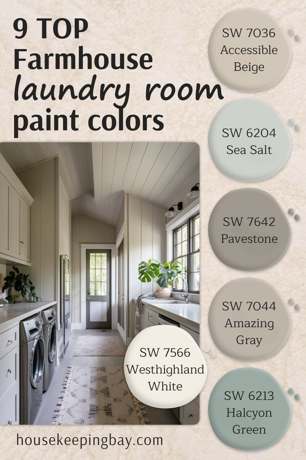 9 Top Farmhouse Laundry Room Paint Colors by Sherwin Williams