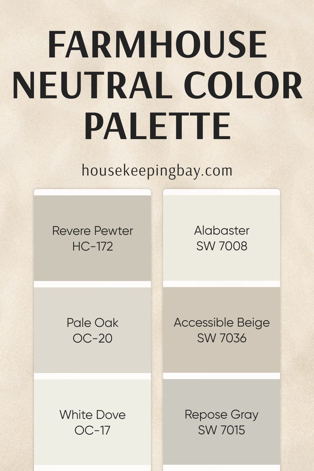 Farmhouse neutral color palette