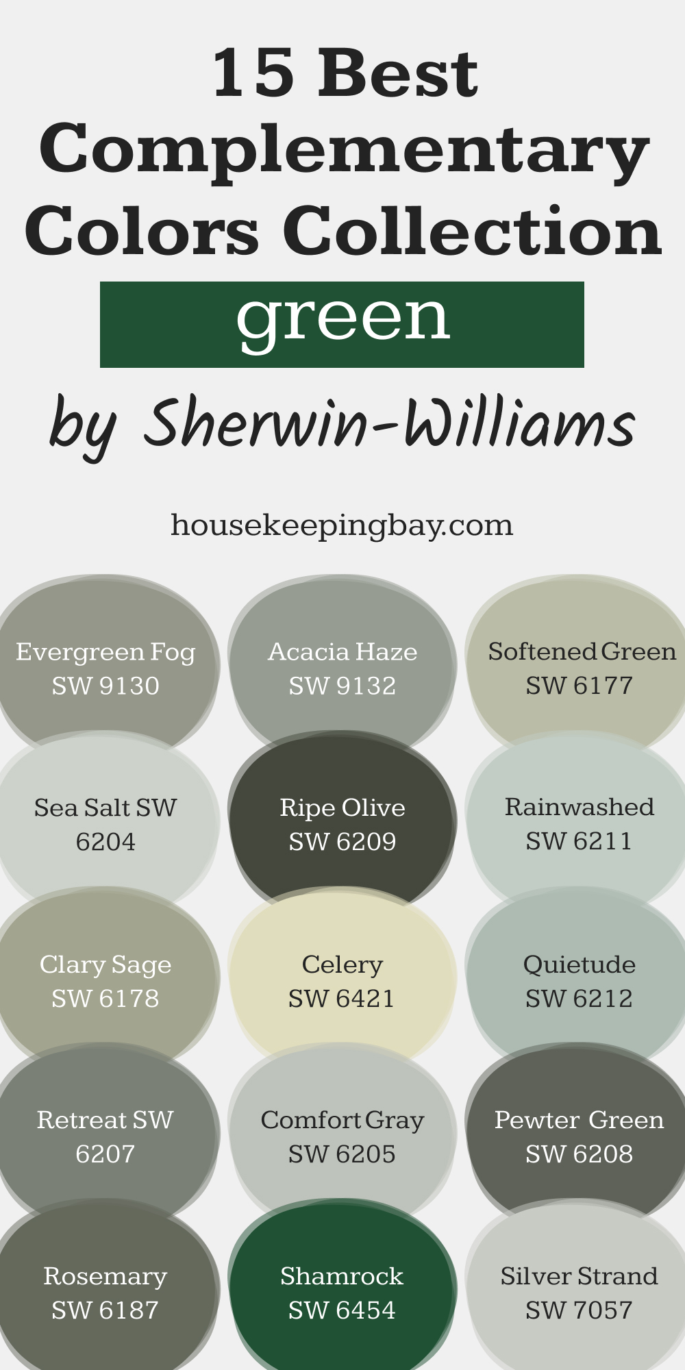 15 Best Complementary Paint Colors Collection for Greens by Sherwin-Williams